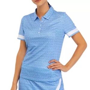 Pro Tour® Women's Blue Tropical Printed Polo Golf Shirt Size Large
